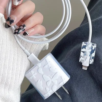 Für Apple 18 W 20 W USB-C Netzteil Ladegerät Schutzhülle Kabel Schutz Abdeckung für IPhone 11 12 13 14 Pro Schmetterling Ladegerät