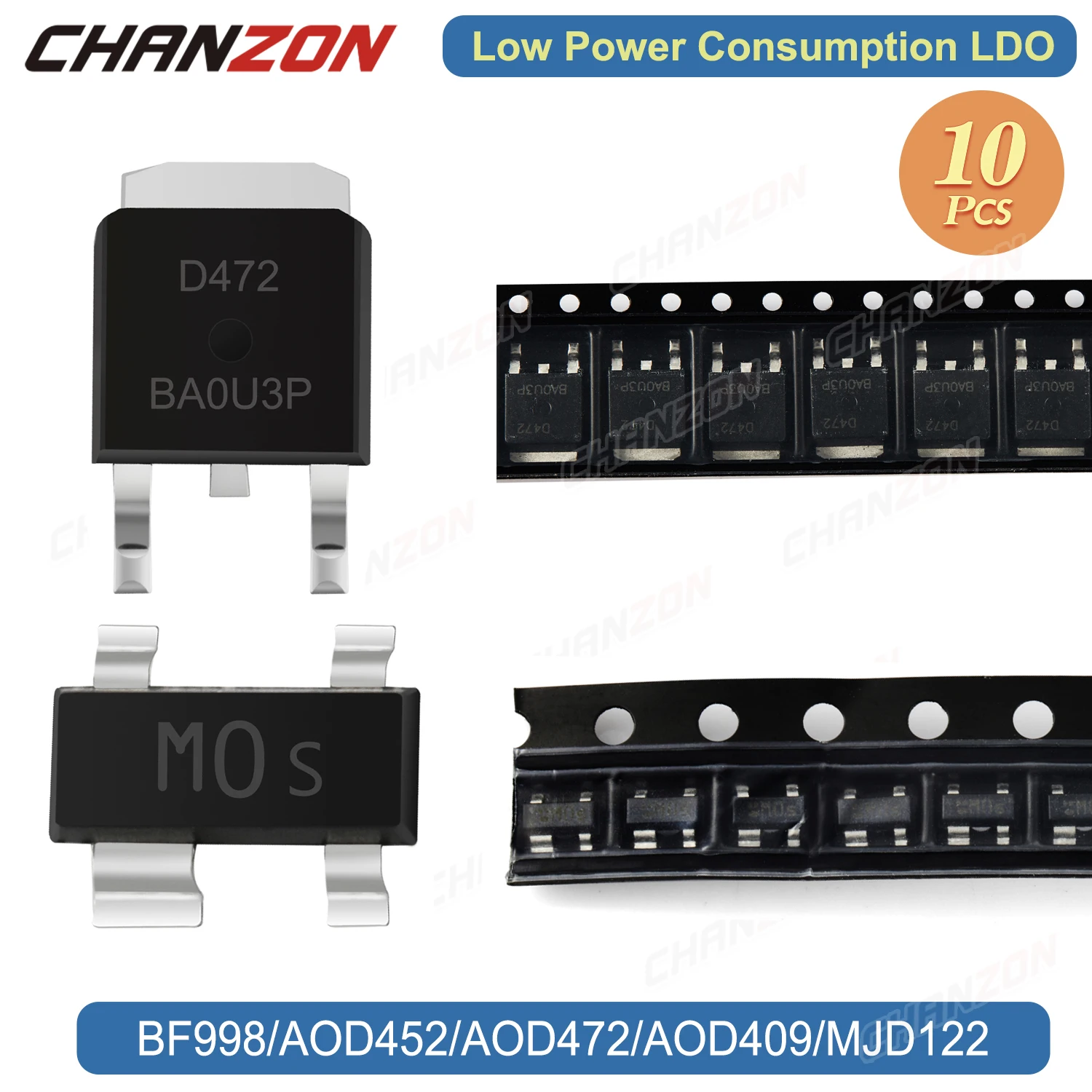 10PCS SOT-143 ZU-252 BF998 AOD452 AOD472 AOD409 MJD122 P-Kanal N-Kanal Enhancement doppel-tor Mosfet Darlington Transistor Image