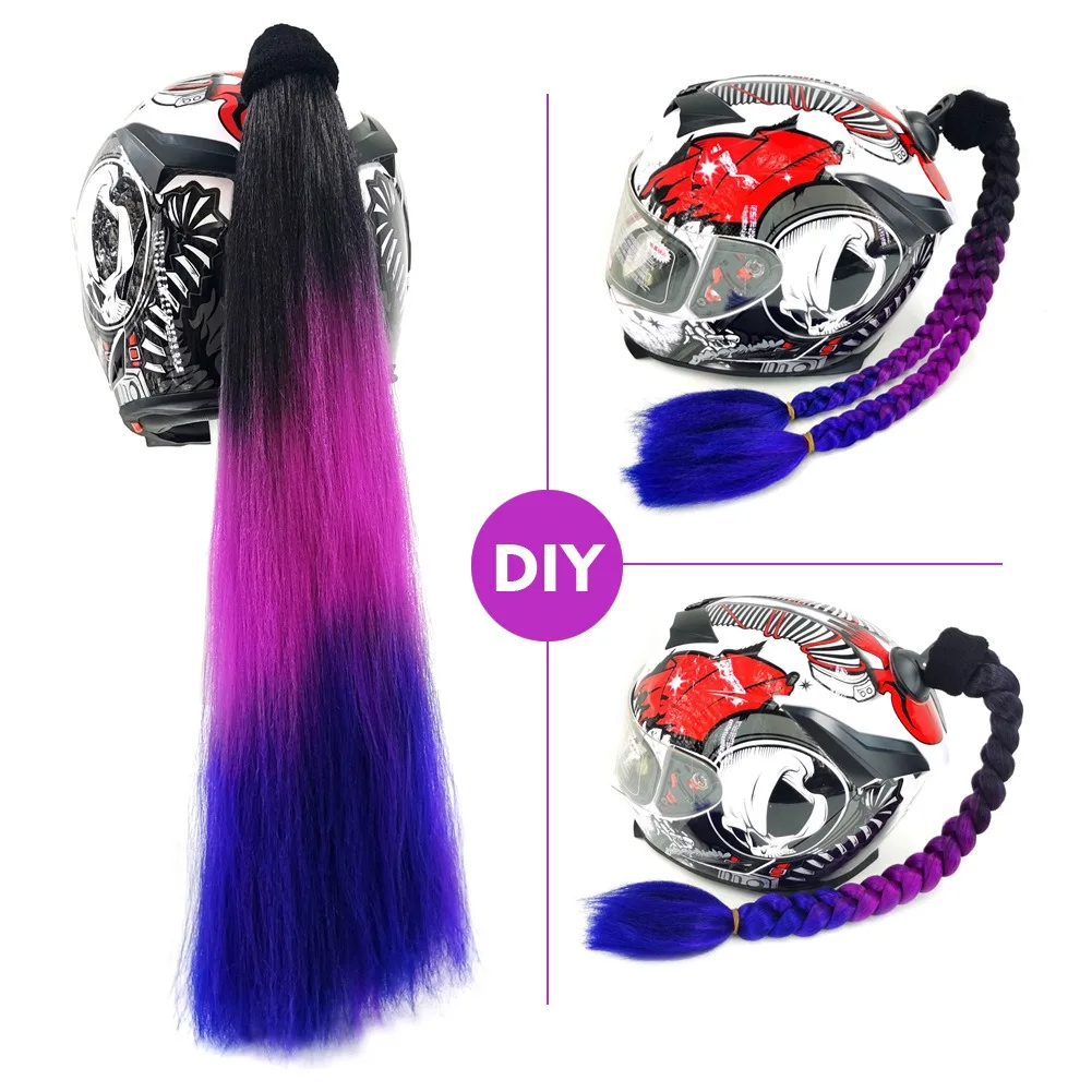 Chapeaux de moto tresses cheveux casque décoration grande tresse ventouse détachable moto voiture électrique équilibre voiture ski casque