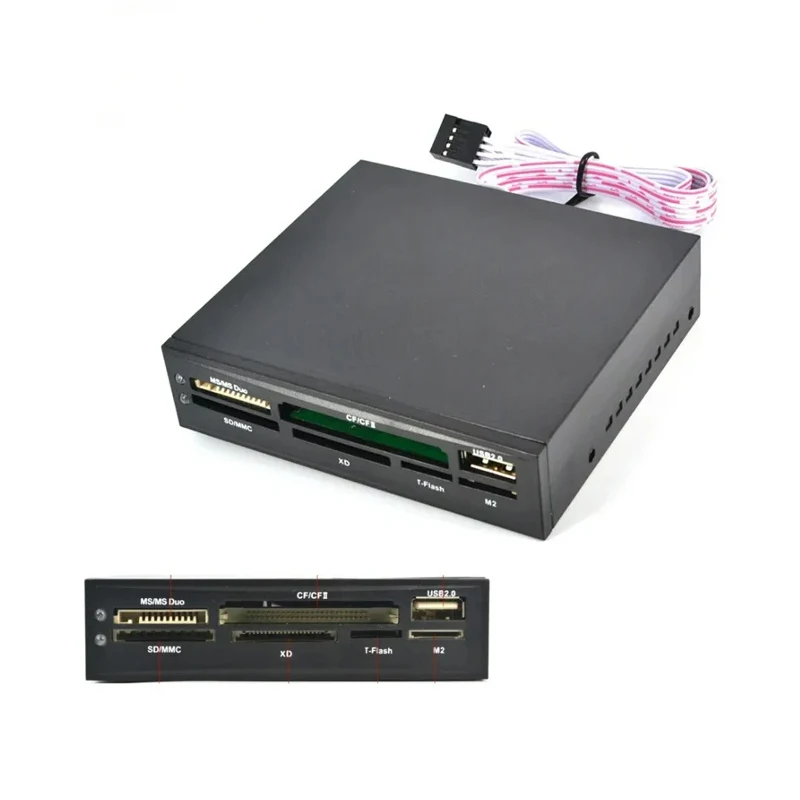 für PC-Gehäuse, eingebauter Kartenleser, USB-HUB, CF MS DUO SD MMC XD M2 TFlash-Speicherkarten-Schreibadapter für 3,5-Zoll-HDD-Festplatte Image