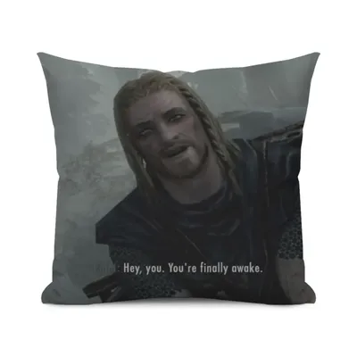 Skyrim You're Endally Awake Kissen Büro Klassenzimmer Stuhlkissen Couchkissen Schlafzimmer Boden Image