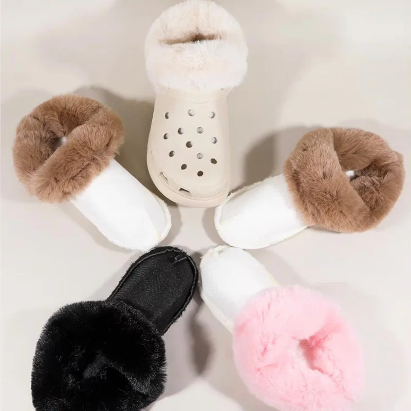 1 paar Verdicken Warme Plüsch Einlegesohle Schuh Charme Für Crocs Frauen Winter Weiß Abnehmbare Pelz Liner Clogs Slipper Pads Schuhe zubehör