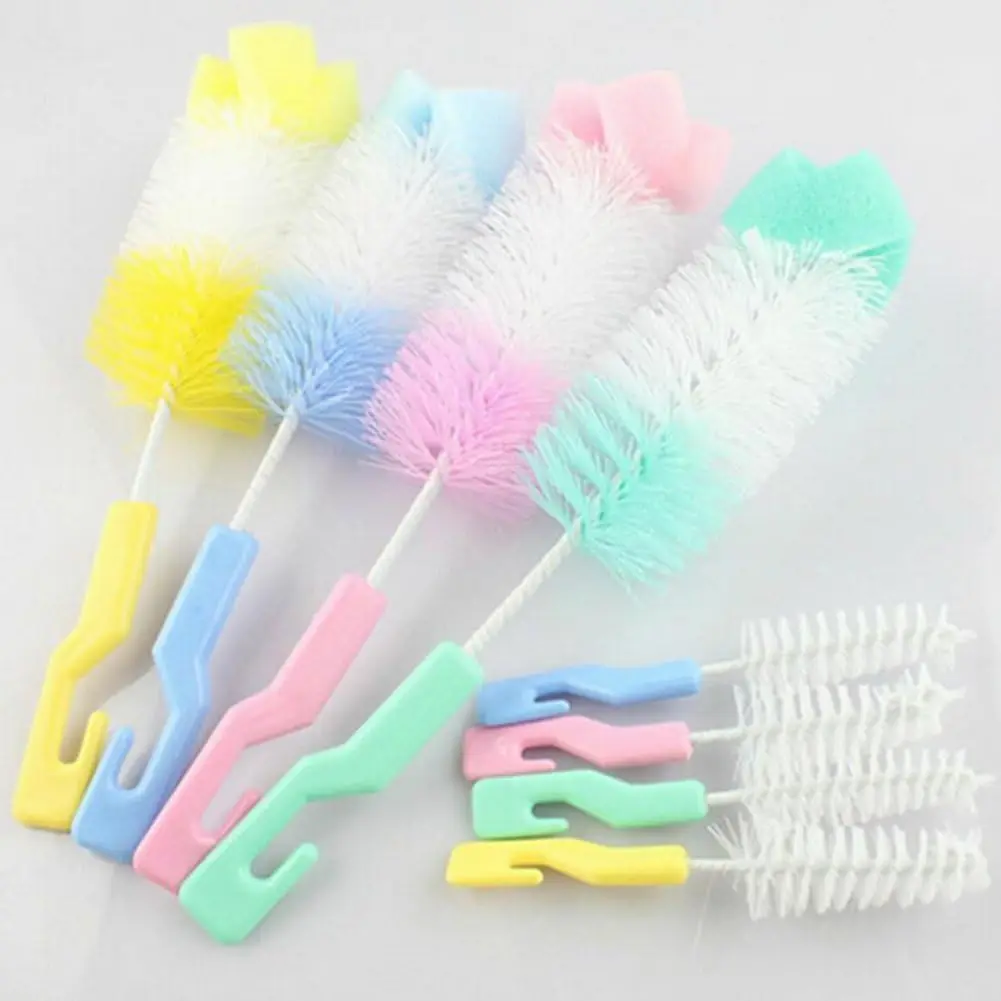 1PC Konkurrenzfähiger Preis Kleine Flasche Reinigung Pinsel Baby Schnuller Pinsel Nylon Glas Flasche Pinsel Zwei-stück Milch Flasche set Image
