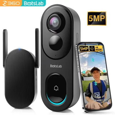 Botslab R810 Video Fisheye Doorbell Camera Wifi 5MP Wireless Two Way Intercom 180°Wide Night Vision Smart Home Security Camera