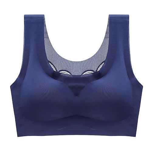 Damen Leichte Unterstützung Sport Bustier bh Sport-BH Bustier Herausnehmbares Polster Drahtlos Shirt Gefüttert Übergröße Fitness Fitnesstraining Freizeit Sport Atmungsaktiv Weich nahtlos Spandex Image