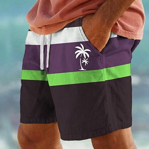 Herren Badeshorts Badehose Streifen Kordelzug Mit Taschen Schnelltrocknend Mit Taschen Boardshorts Badeanzug Surfen Strand Wassersport Sommer Image
