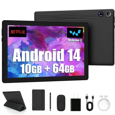 Android 14 10 inch Tablet, A523 Octa Core, 8GB RAM + 64GB ROM(TF 1TB), 5000mAh, Face