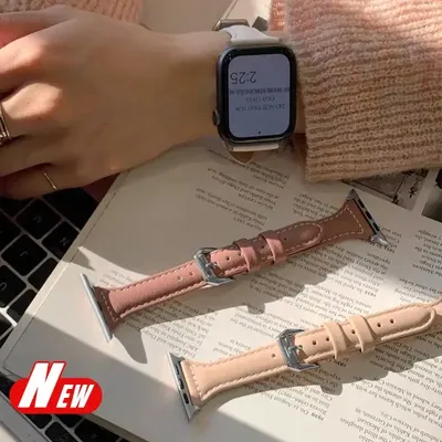 Slim Leather Strap For Apple Watch Series 10 42/46mm 9 8 7 41mm 45mm Band 38/42mm Ultra 49mm