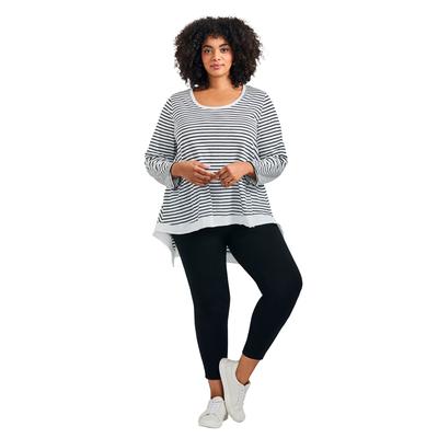 Plus Size Women's Urban Slub Jersey Tee by Avenue in White Navy (Size 22/24)