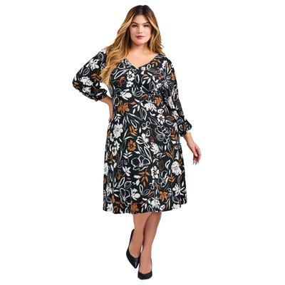Plus Size Women's Audrey Ity Dress by Avenue in Neutral Floral (Size 22/24)