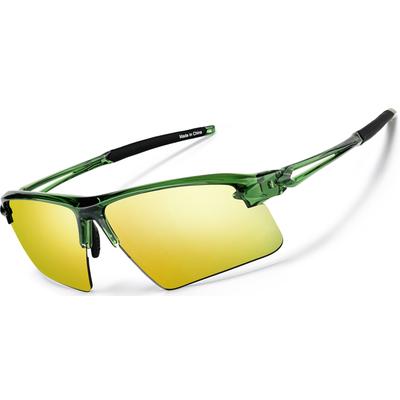 Zenni Round Sunglasses Green With Gold Mirror Plastic Frame