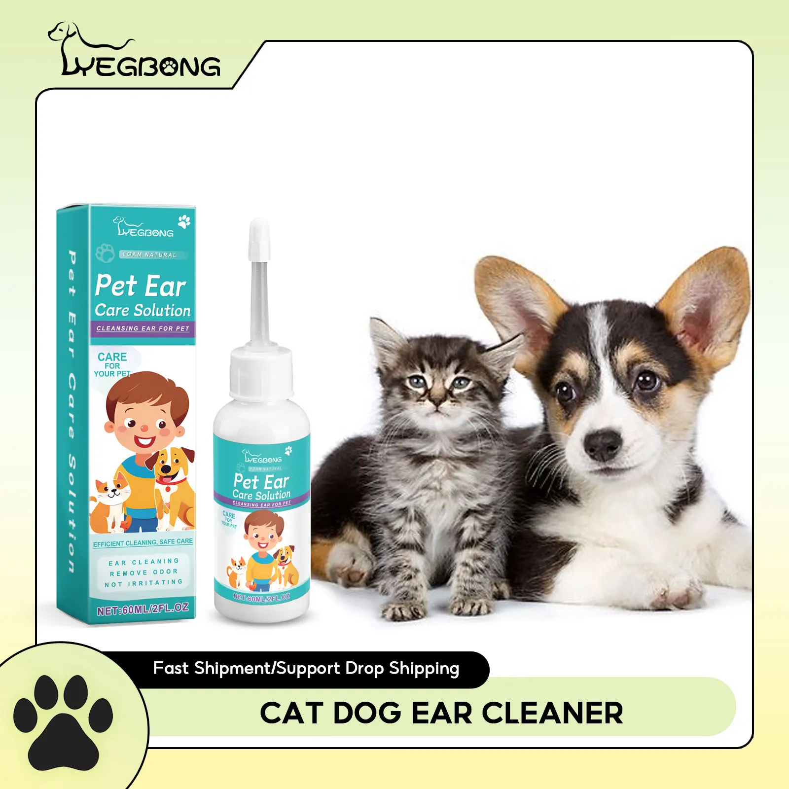 Pet Ear Mite Cleanser Desodorierende Ohr Waschen Milben Entfernung Ohrenschmalz Reinigung Lindert Juckreiz Sanfte Reinigung Hund Ohr Reiniger Drop Image