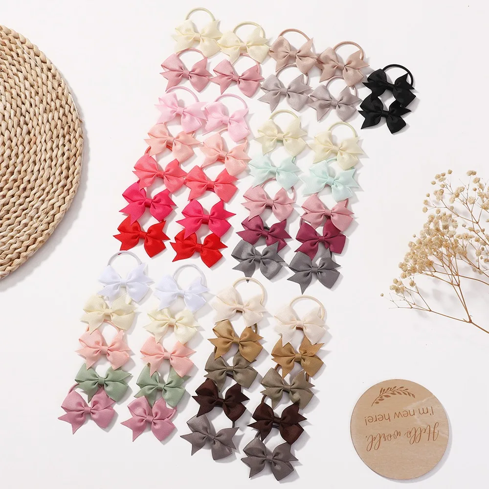 10 Teile/los Solide Band Bowknot Haarband für Mädchen Kopfbedeckungen 2,6 zoll Elastische Satin Kopf Band Haar Seil Großhandel Image