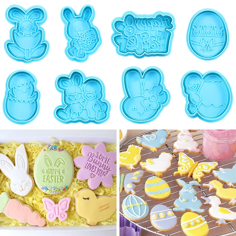 Ostern Cookie Cutter Kaninchen Ei Kunststoff Keks Fondant Form 3D Cartoon Hase Form Ostern Party Kuchen Dekoration DIY Backen Werkzeuge Image