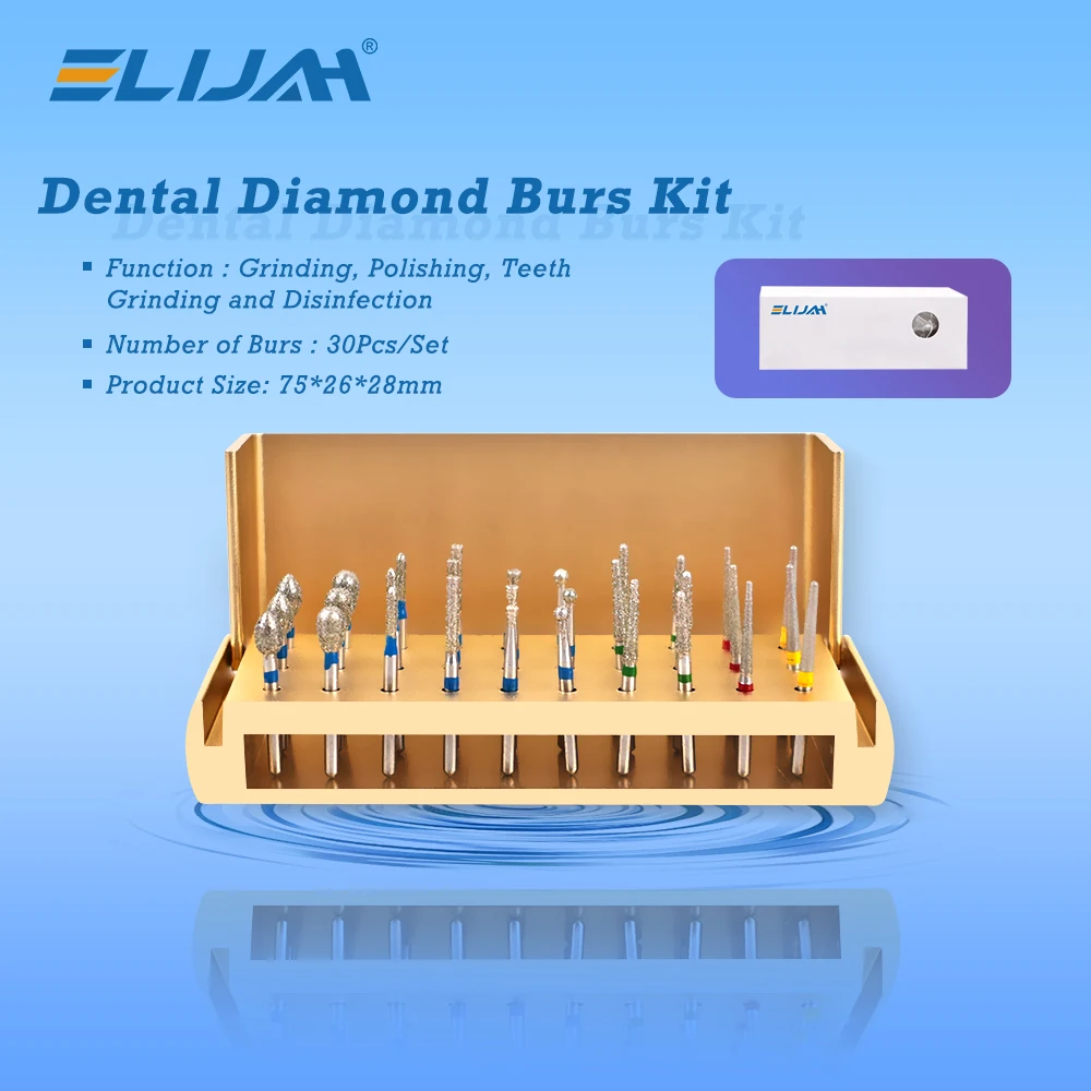 30 Pz/set Kit Frese Dentali In Alluminio con Supporto Frese Diamantate Dentali per Manipolo Ad Alta Velocità Turbina + Scatola di Posizionamento Frese