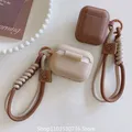 Custodia per auricolari in morbido silicone color caramello con braccialetto anticaduta coppia per airpods 2 3 pro 2 custodia per scatola di ricarica bluetooth