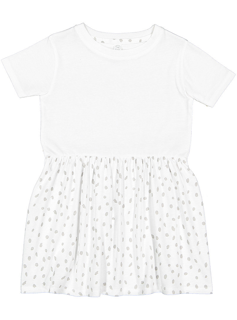 Rabbit Skins 5333 Toddler Fine Jersey Dress Top in White/White Spot size 5/6 | Cotton