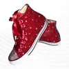 Rote Diamant-Perlenband-Party-Hochzeits-High-Top-Damenschuhe, handgefertigt, individuelle, große Schnür-Leinwandschuhe, Größe 35–44
