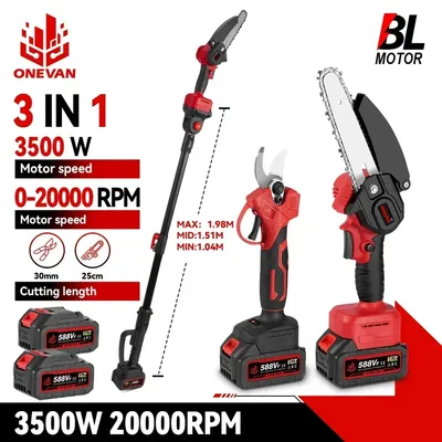 Brushless Telescoping Pole Electric Chainsaw 3 in 1 High Scalable Cordless Scissors Garden Pruning Tool For 21V 18V Battery