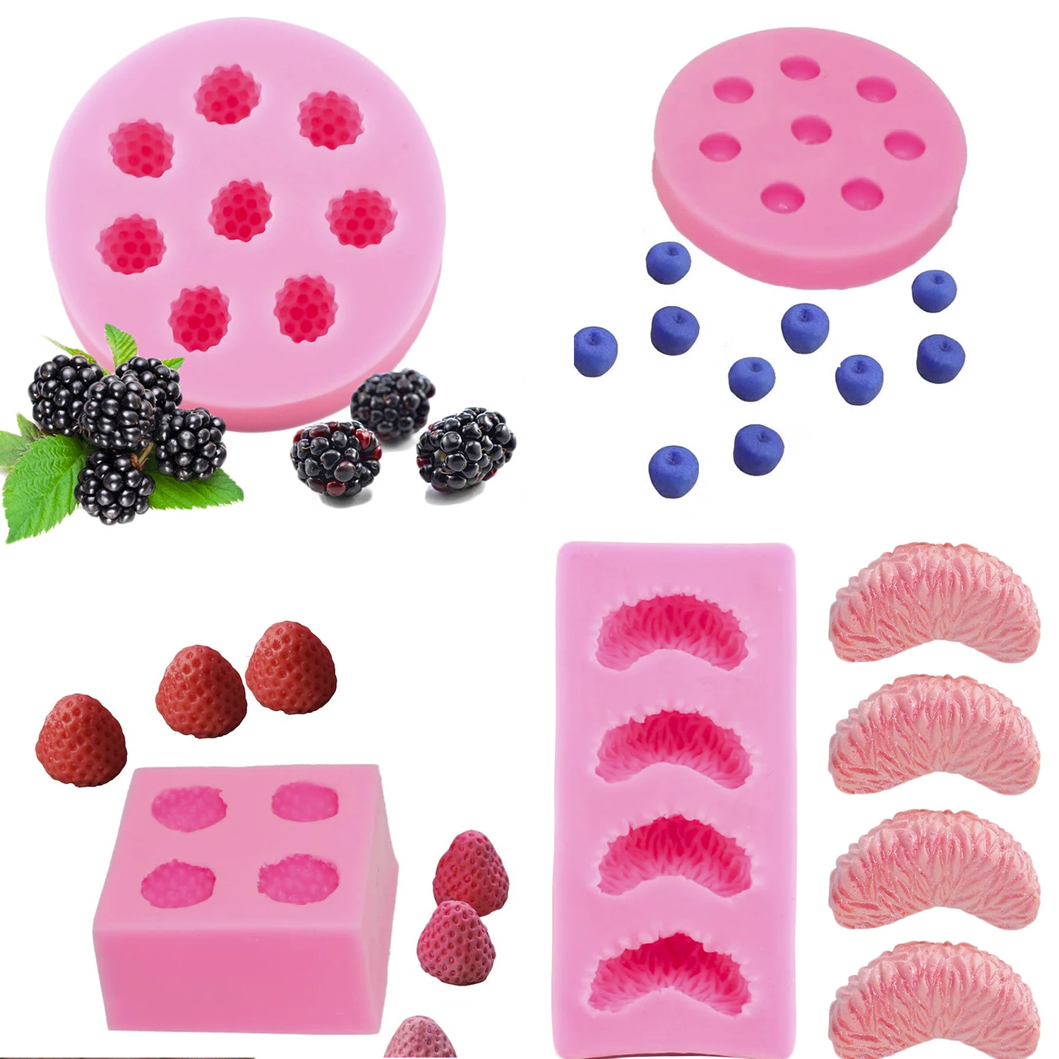 3D dreidimensionale Kerze Erdbeere Orange Kuchen Dekoration Form Fondant Schokolade Backen Silikonform Kuchen Gelee Dekoration Image