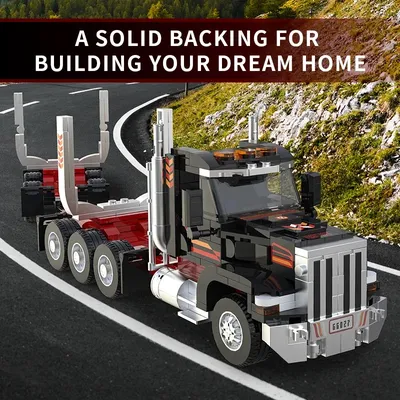 445PCS Amerikanischen Lkw Kopf Bausteine Holz Transport Lkw Auto Modell Bricks Pädagogisches DIY Image