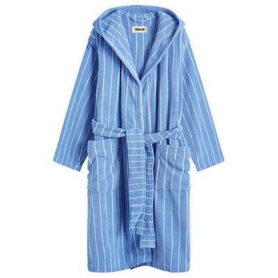 Tekla Terry Hooded Bathrobe - Blue - Tekla Dresses