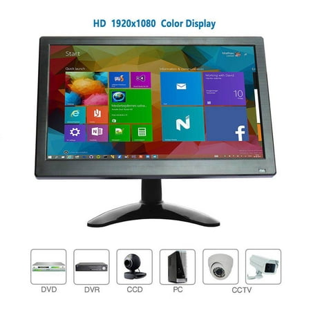 WHOLEV 12 inch CCTV HDMI Monitor LCD IPS 1920 * 1080 Audio Video Display with USB/VGA/AV/HDMI/BNC Screen Rotatable for Raspberry Pi House Security Camera PC DVD DVR
