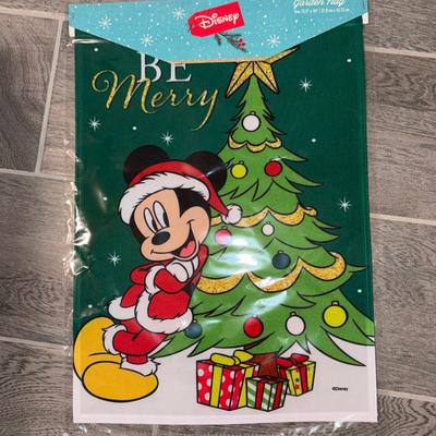 Disney Holiday | Disney Santa Mickey Mouse Be Merry Christmas Tree Design Garden Flag New | Color: Green/Red | Size: Os