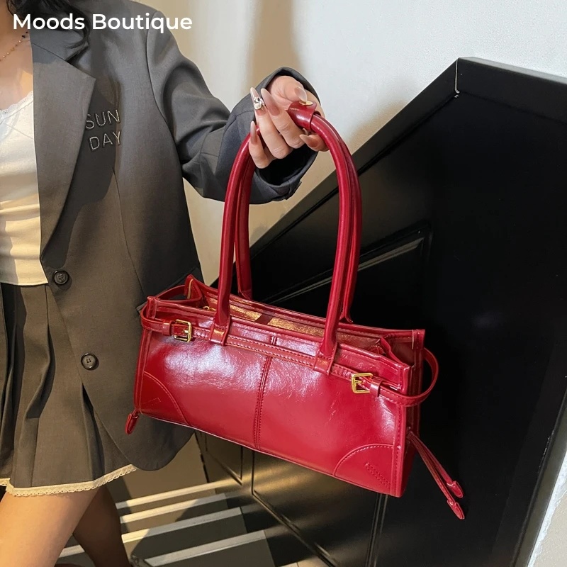 MOODS Borse a tracolla di design con fibbia per cintura per donna 2024 Nuovo designer di lusso Pureses e borsette Colore puro Shopper di grande capacità