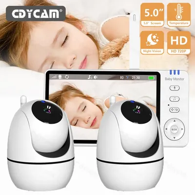 5-Zoll-Video-Babyphone mit Schwenk-Neige-Kamera, 2,4 G, Überwachung für Mutter und Kinder, PTZ-Videokameras, Temperaturanzeige, Heimsicherheitskamera