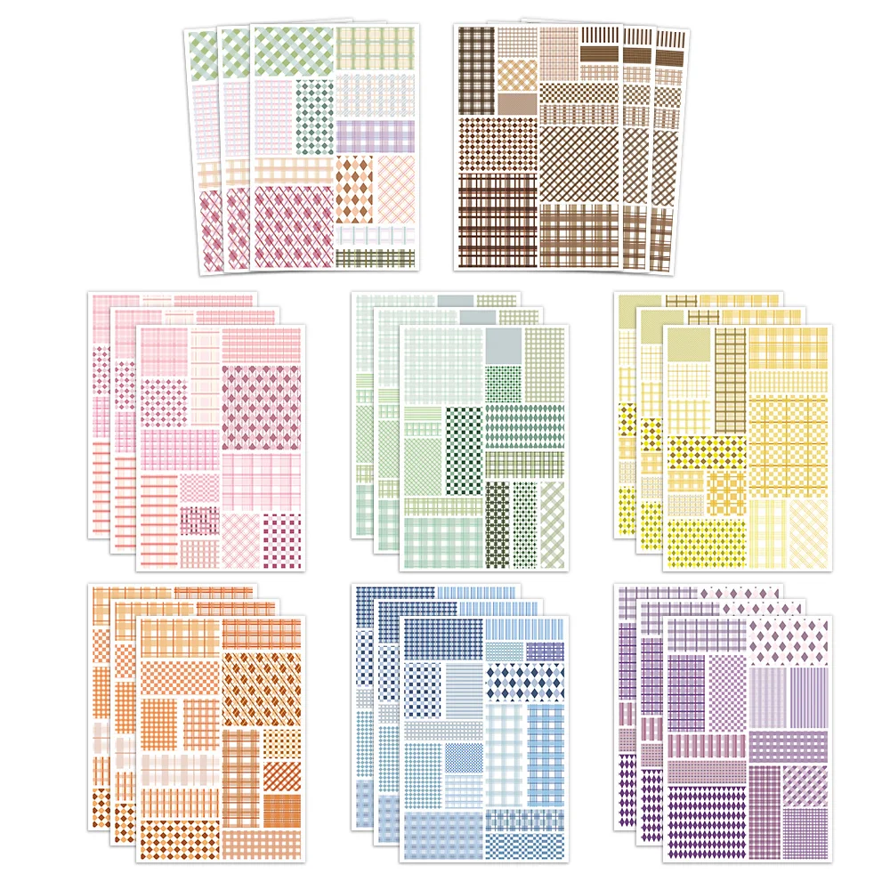 8PCS Grid Material Papier Komfort Aufkleber DIY Fühlen Kostenloser Aufkleber Konto Material Notebook Telefon Fall Wasser Tasse Wasserdicht Image