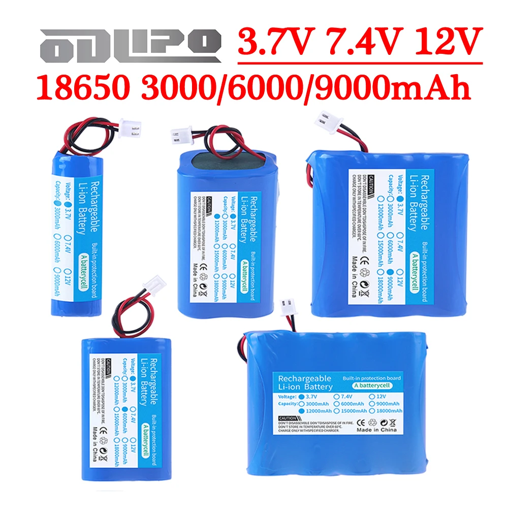 3,7 V 7,4 V 11,1 V 12 V 18650 3000 mAh mit Drähten Lithium-Ionen-Akku für Bluetooth-Lautsprecher Solarscheinwerfer Zubehör Image