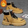 Winter-Herrenstiefel, warme Plüsch-Outdoor-Baumwollschuhe, Schwarz, Größe 48, wasserdicht, zum Schnüren, rutschfest, modisch, kältebeständig, Herrenschuhe