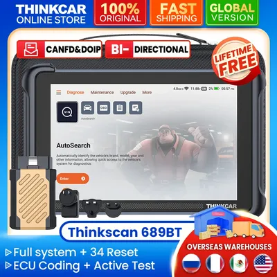 THINKCAR Thinkscan 689BT OBD2 diagnostic tools Full system 34 reset car Scanner Automotive ECU Coding BI-Directional CANFD&DoIP