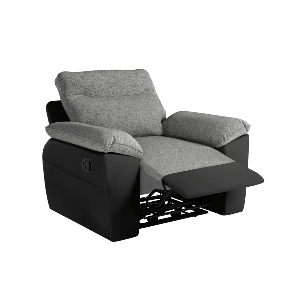 Fauteuil de relaxation manuel en tissu et simili - Noir/Gris
