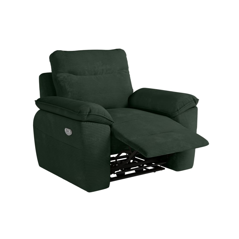 Fauteuil de relaxation électrique en velours côtelé vert foncé