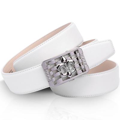 Ledergürtel ANTHONI CROWN, Damen, Gr. 80, weiß, Leder, unifarben, elegant,feminin,klassisch,modisch, Gürtel, Schließe mit Lilien-Motiv Image