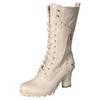 Winterstiefel MUSTANG SHOES, Damen, Gr. 38, beige (ecru), Lederimitat, unifarben, modisch, Schuhe, Absatzstiefel, Profilsohle, mit zusätzlichem Innenreißverschluss