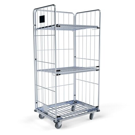 Wäschecontainer 1600mm, 850x630ME, 3-seitig, 2Zwischenböden klappbar, 4 Abweisräder Image