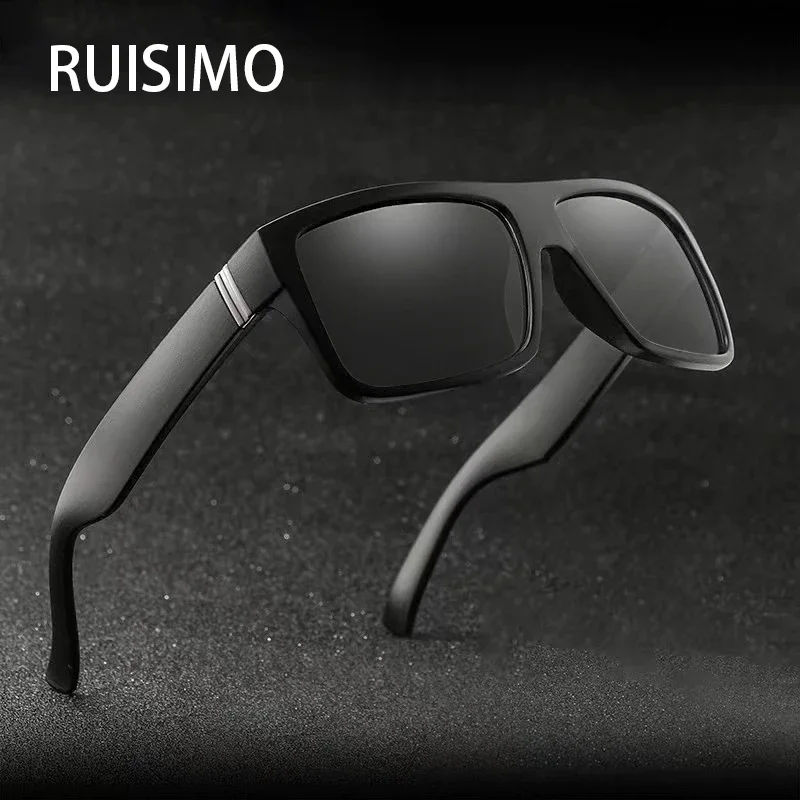Fashion Square Angeln Sonnenbrille Männer Vintage Kunststoff Männlichen Sonnenbrille Frauen Stilvolle Schwarz Sport Shades UV400 Oculos De Sol Image