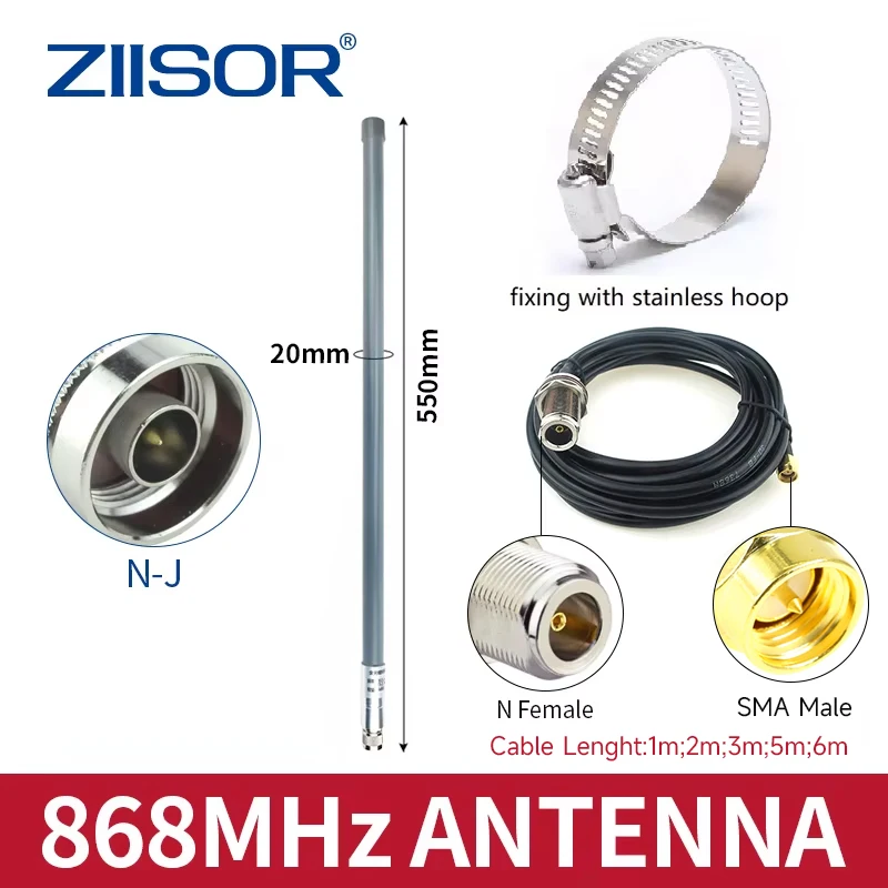 ZIISOR LoRa Meshcore Antenne 868 MHz für EU Meshtastic 868MHz Hotspot Antennen für LoRaWAN Langstrecken-SMA-Stecker mit 3D-FB-Kabel Image