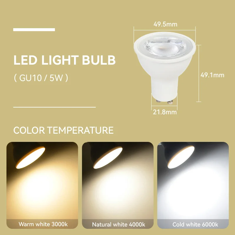 10PCS GU10 Strahlerlampe 8PCS LED-Spotlicht GU10 AC85-265V Kein Flimmern Warmweißes Licht 5W austauschbare 20W 30W 50W Halogenlampe