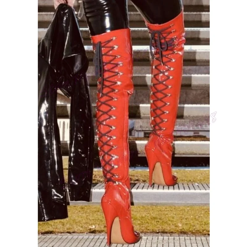 Rosa Matte Leder Nieten Kniehohe Stiefel Spitz Schuhe für Frauen Dünne High Heels Sexy Dame Schuhe 2025, Zapatos Para Mujere