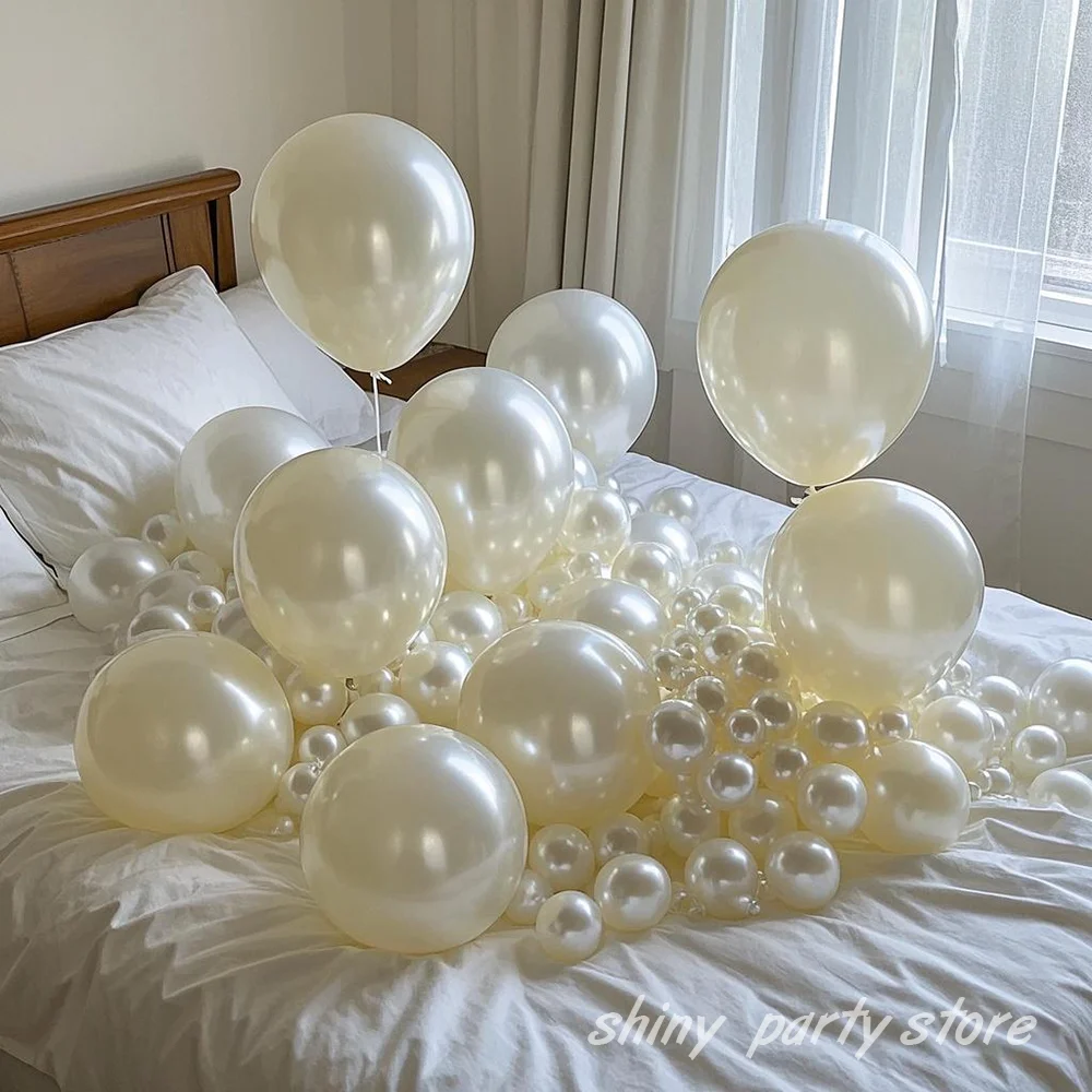 30-100 Stück Perle Weiß Ballon Rosa Blau Silber Lila Helium Ball Hochzeit Erwachsene Geburtstag Party Dekoration Baby Dusche Globos Image