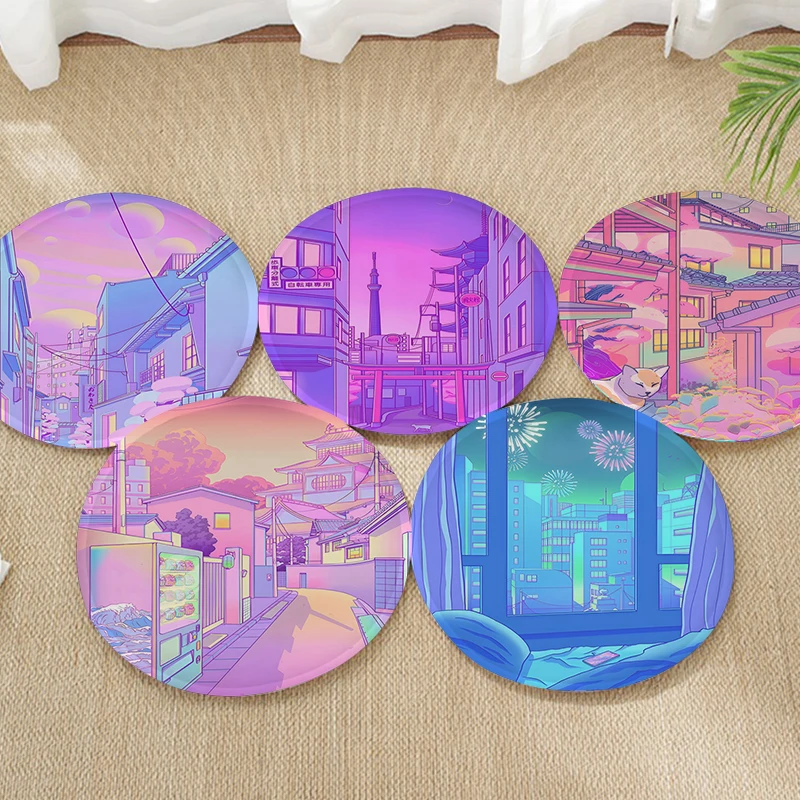 Night City Pop Kyoto Nordic Druck Hocker Pad Terrasse Home Küche Büro Stuhl Sitzkissen Pads Sofa Sitz 40x40 cm Kissen Image