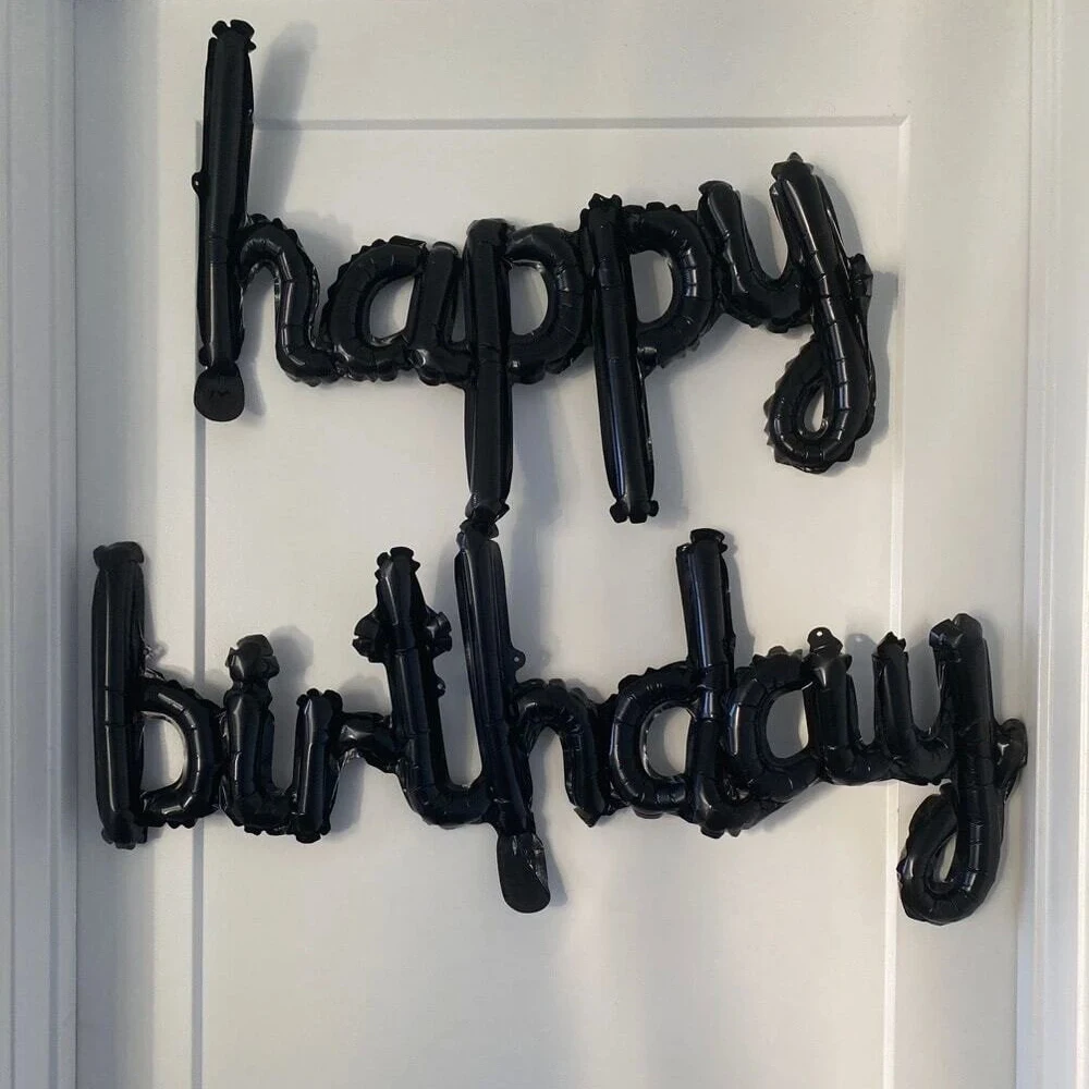 2 teile/paket Geburtstag Party Ballon Schwarz Rosa alles gute zum geburtstag Aluminium Folie Ballons Geburtstag Party Dekoration Fotos Hintergrund