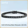 EWYA Voll 3/4/5/6,5 mm schwarzes Moissanit-Tennisarmband für Männer und Frauen, Unisex, 925er Silber vergoldet, 18 Karat Schwarzgold, Hip-Hop-Armbänder