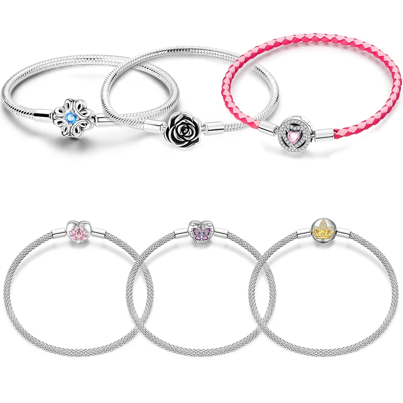 Trendiges Armband aus 925er Silber, schwarze Rose, Schmetterling, Lotus, Multi-Stil, originelles Design, Verlobungsfeier, feiner Luxus-Schmuck, Geschenke