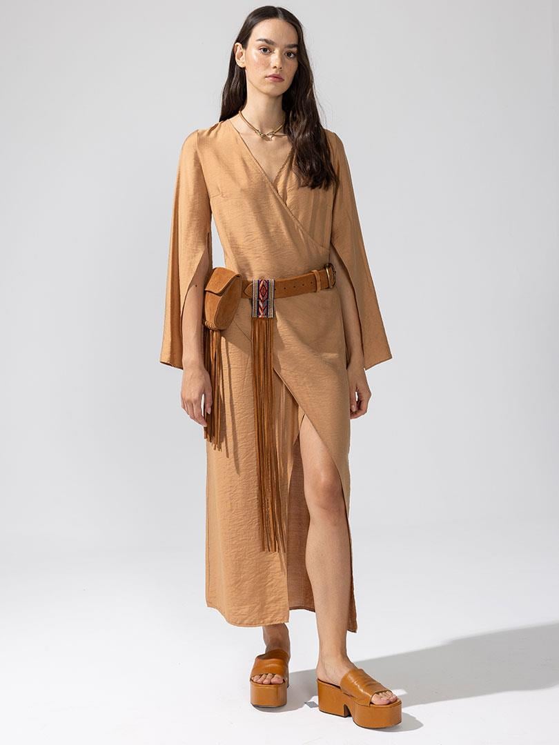 Komfort Schnitt Kleid - Kamel