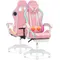 Computer Gaming Chair Pink with Bluetooth Speakers and RGB LED Lights for Girls Massage Chair with